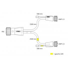 Faisceau pour feux arrière avec câbles plats et surmoulages droits 15V